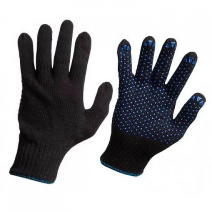 Перчатки трикотажные утепленные черные зимние 5-ти нитка 10 класс