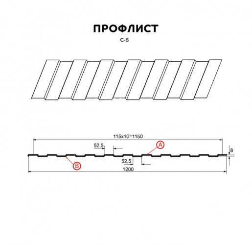 Профлист С-8 А 6029 зеленая мята 0,45х1200х2000