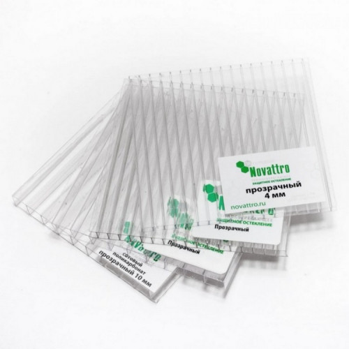 Сотовый поликарбонат 6мм Прозрачный 2,1х12м Новаттро 1,2кг/м2