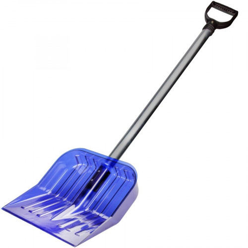 Лопата снеговая из поликарбоната 430*420, синяя с черенком