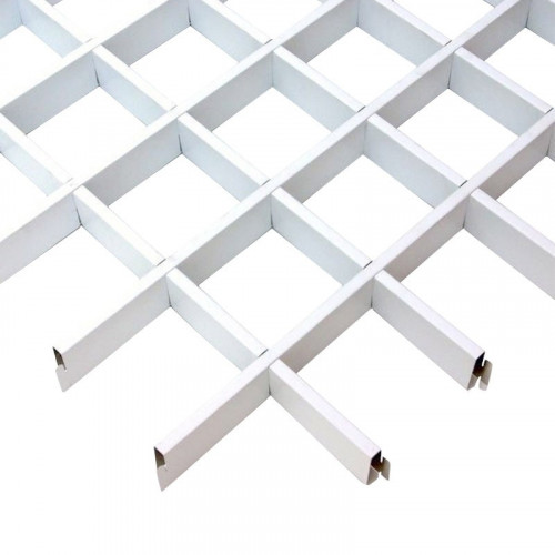 Грильято профиль направляющий 600мм, ячейка 100*100мм алюминий Белый Grand Line