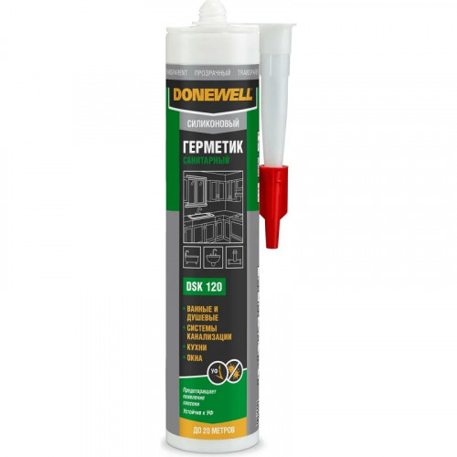 Герметик силиконовый санитарный прозрачный Donewell DSK 120, 260мл