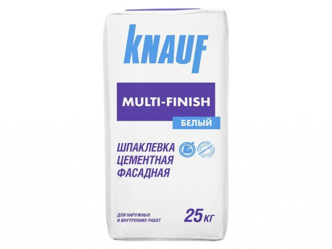 Шпатлевка цементная KNAUF Мульти-Финиш фасадная, белый, 25 кг