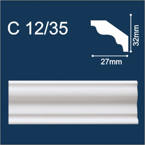 Плинтус потолочный полистирол С12/35 2000*27*32мм Solid