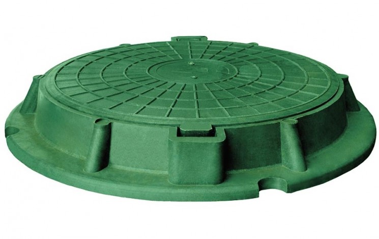 Люк садовый песчано-полимерный, зеленый, 1,5т