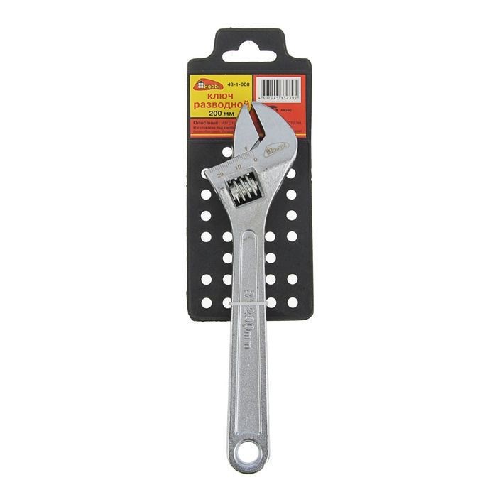 Ключ разводной 200 мм, углеродистая сталь, РемоКолор 43-1-008