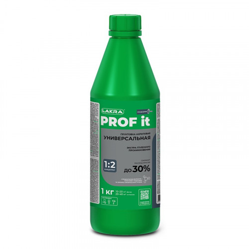 Грунтовка акриловая PROF IT глубокого проникновения 1:2 ЛАКРА 1 кг