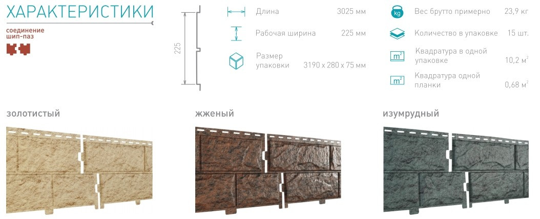 Цокольный сайдинг Стоун-хаус 225х3025мм, камень изумрудный Ю-пласт