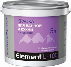 Краска латексная Альпа  Элемент L -100 для ванной и кухни  10 л.