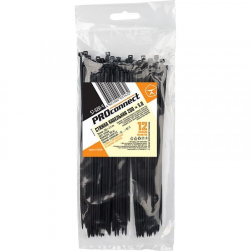 Хомут-стяжка черные 2,5*200 мм, 100шт, Proconnect 57-0201-4