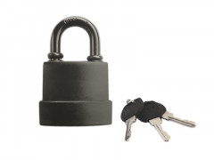 Замок навесной чугун в ПВХ, цилиндровый механизм, автомат, 3 ключа, 55*73*30мм, дужка 8мм