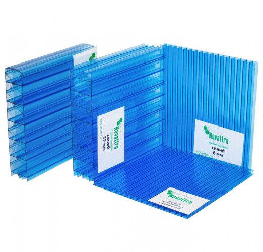 Сотовый поликарбонат 16мм Синий 2,1х6м Новаттро 2,55кг/м2