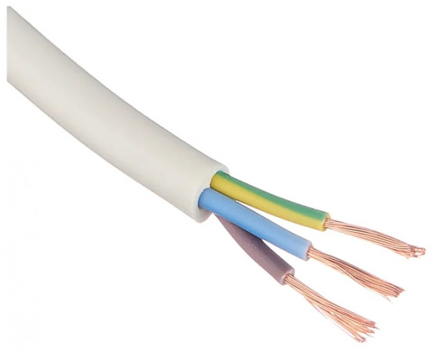 Провод ПВС 3х1,5, белый, 1м
