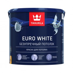 Краска для потолков Tikkurila Euro White глубокоматовая белая База А 2,7 л