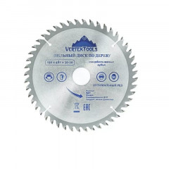 Диск пильный по дереву 190х30(20)мм, 48 зубов, Vertextools 190-48-30