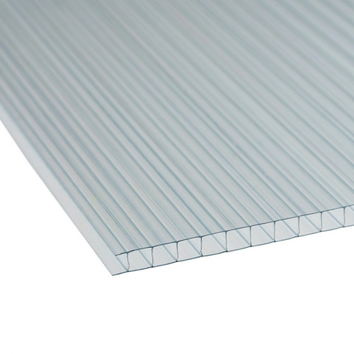 Сотовый поликарбонат 4мм Прозрачный 2,1х6м пленка с 1 стороны TerraPlast 0,6кг/м2