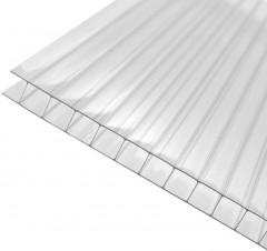 Сотовый поликарбонат 4мм Прозрачный 2,1х6м пленка с 1 стороны Времена года 0,38кг/м2