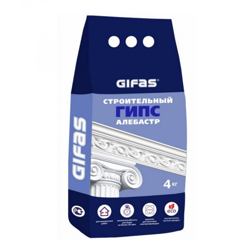 Гипс строительный (алебастр) Г-4 Gifas 3кг