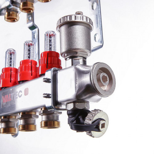 Коллекторная группа 1"х 2 выхода евроконус 3/4", с расходомерами Valtec VTc.586.EMNX.0602