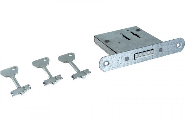 Замок врезной ЗВ8-4С(3кл) сувальдный ключ, прямоуг. ригель, хром