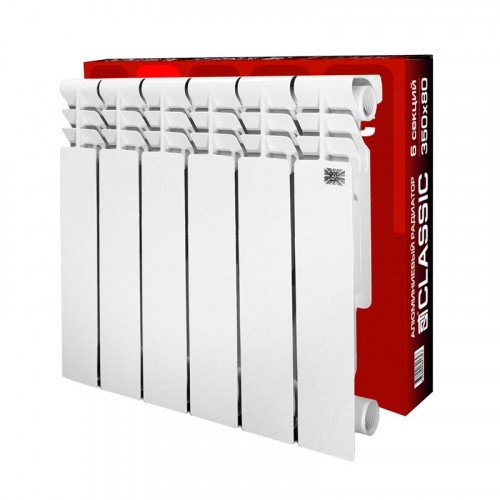 Радиатор алюминиевый 350*80, 6 секций, 630Вт, STI Classic