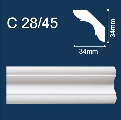 Плинтус потолочный полистирол С28/45 2000*34*34мм Solid