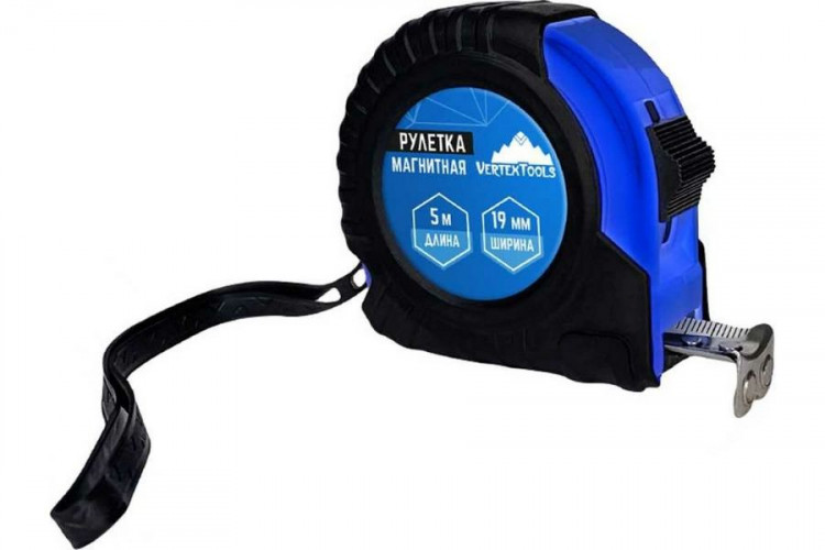 Рулетка 5м*19мм магнитная VertexTools 3120-05-19