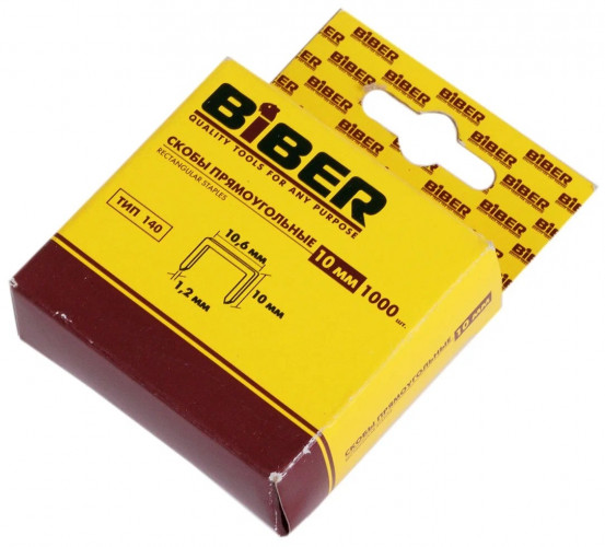 Скобы для степлера тип 140, 10 мм, 1000 шт. Бибер 85823