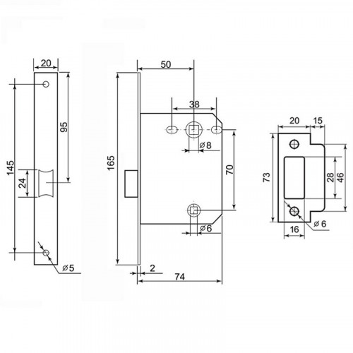 Защелка межкомнатная Фабрика замков 170 CP Хром