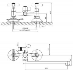 Смеситель для ванны двуручный, излив 350мм, Vienna ESKO VN 31-2