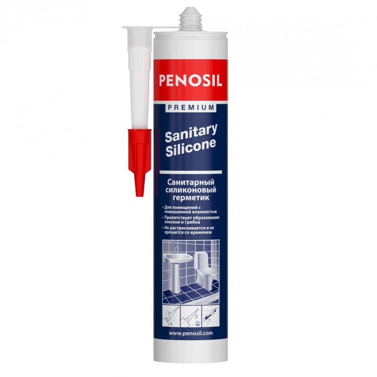Герметик силиконовый санитарный прозрачный Penosil Premium (310 мл)