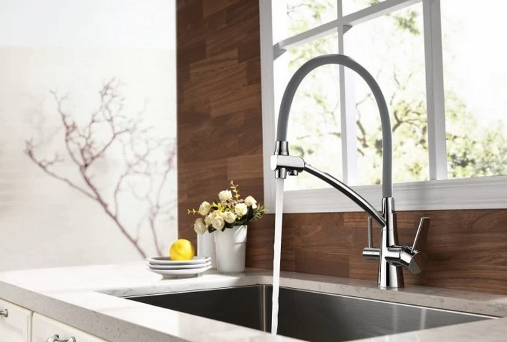 Смеситель для кухни с подключением к фильтру серый Comfort LeMark LM3071C-Gray