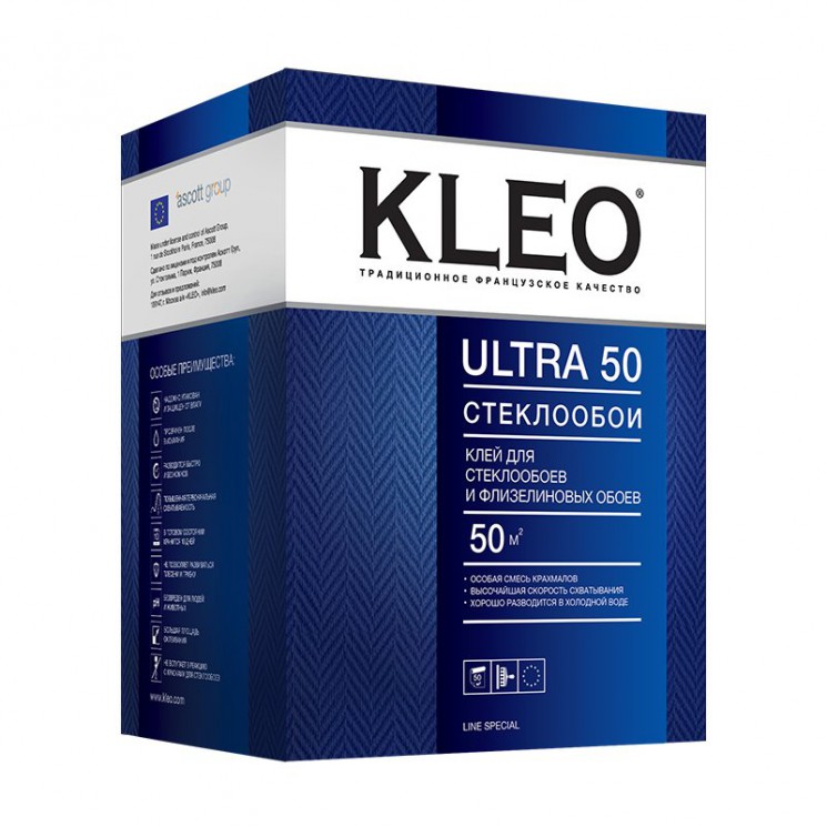 Клей KLEO ULTRA 50 для стеклообоев и флизелиновых обоев, 500 гр