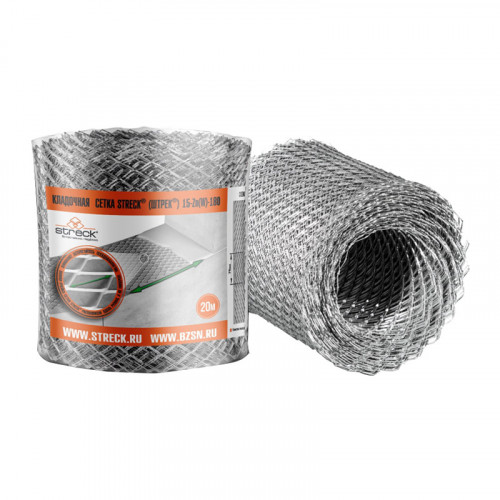 Сетка кладочная ЦПВС Штрек W180, оцинкованная, ячейка 15*15мм, 0,180*20м