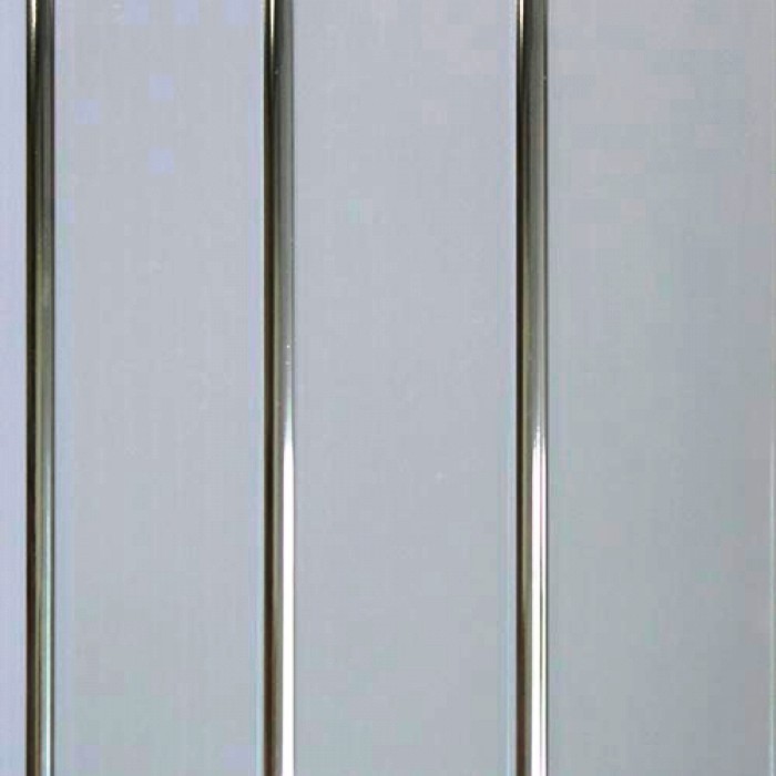 Панель ПВХ Белая лакированная 3 секции, Хром 3000*240*8мм