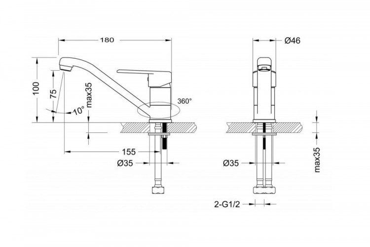 Смеситель для мойки поворотный средний излив Point Lemark LM0307C