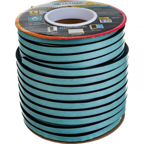 Уплотнитель Огнестойкий самоклеящийся черный Ultima E50 15х8мм, 50м