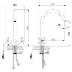 Смеситель для кухни поворотный высокий излив Practica LeMark LM7504C