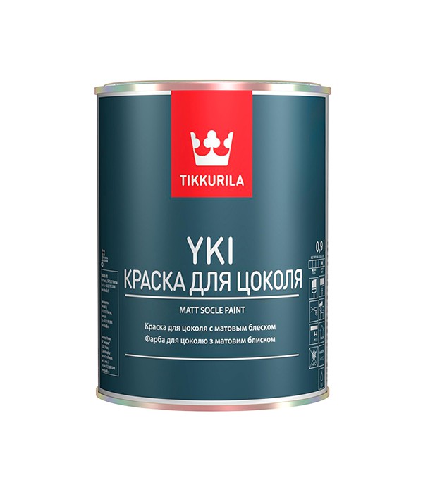 Краска акриловая Tikkurila Yki, для цоколя матовая белый 0.9 л