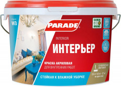 Краска акриловая PARADE W3 Classic Интерьер влагостойкая 2,5 л