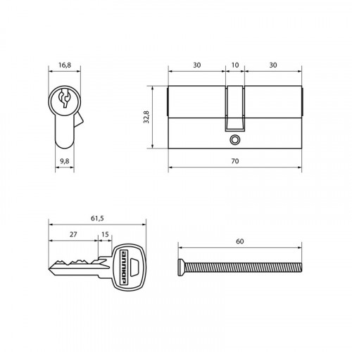 Цилиндровый механизм A 70-6К СР хром, Аллюр