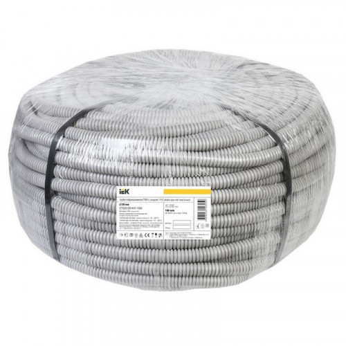 Труба гофрированная ПВХ 20мм с протяжкой серая, бухта 100м CTG20-20-K41-100I IEK