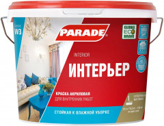 Краска акриловая PARADE W3 Classic Интерьер влагостойкая 10 л