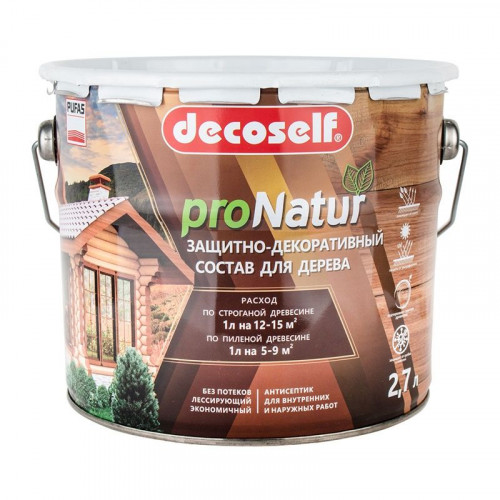 Антисептик лессирующий для дерева Тик Pufas ProNatur Decoself 2.7л