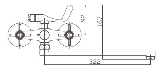 Смеситель для ванны двуручный длинный излив латунь Haiba HB2224
