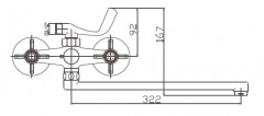 Смеситель для ванны двуручный длинный излив латунь Haiba HB2224