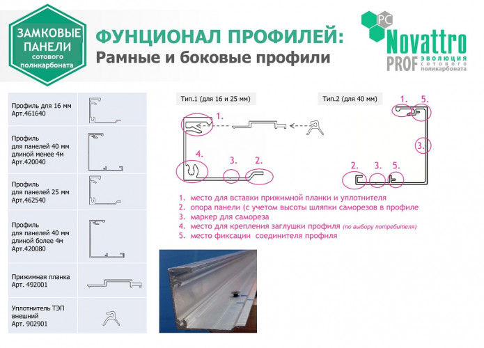 Профиль рамный (алюминиевый) для поликарбонатной панели 16мм, 6м (461640)
