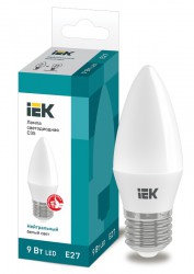 Лампа светодиодная ECO С35 свечеобразная 9Вт 230В E27 4000К белый IEK