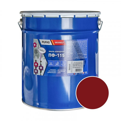 Эмаль ПФ-115 вишневая Decoself Pufas, 25кг