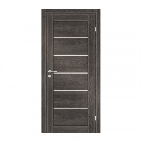 Дверь из экошпона со стеклом без притвора 600*2000мм Канзас дуб графит Олови